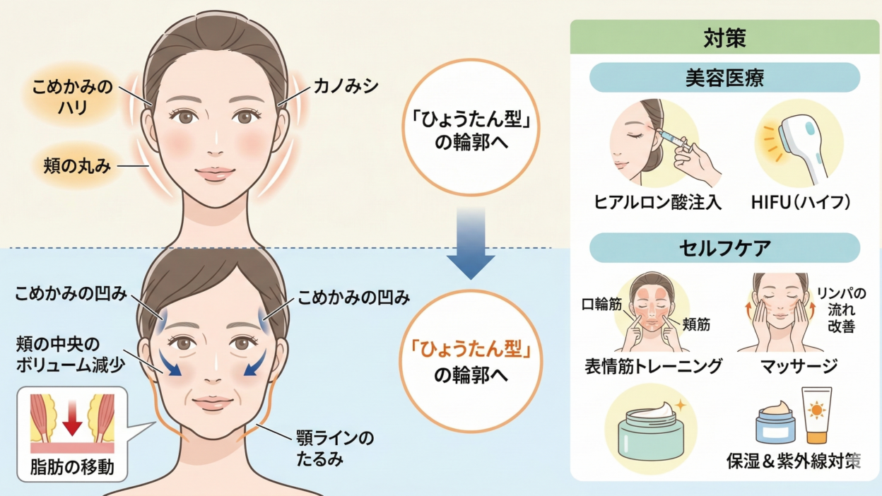 ひょうたん型の顔 改善ガイド！