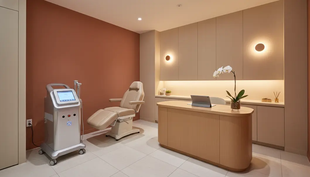 Modern and high-tech Korean dermatology clinic settings.