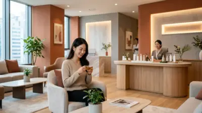 A sophisticated and welcoming modern Korean beauty clinic interior, symbolizing advanced and trusted cosmetic procedures.