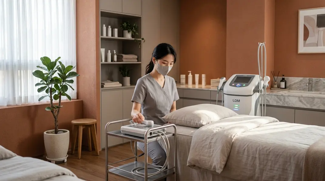 A peaceful and modern aesthetic dermatology clinic in Korea, reflecting a soothing atmosphere for sensitive skin care.
