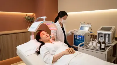 洗練された韓国の美容皮膚科クリニックの施術室
