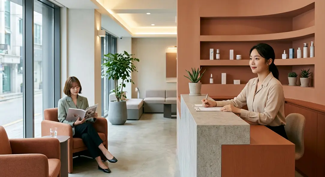 Luxurious Korean beauty clinic interior.