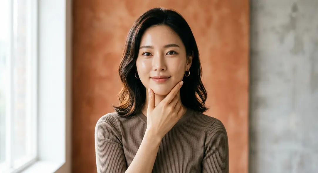 滑らかなVラインのフェイスラインを持つ美しい女性の横顔
