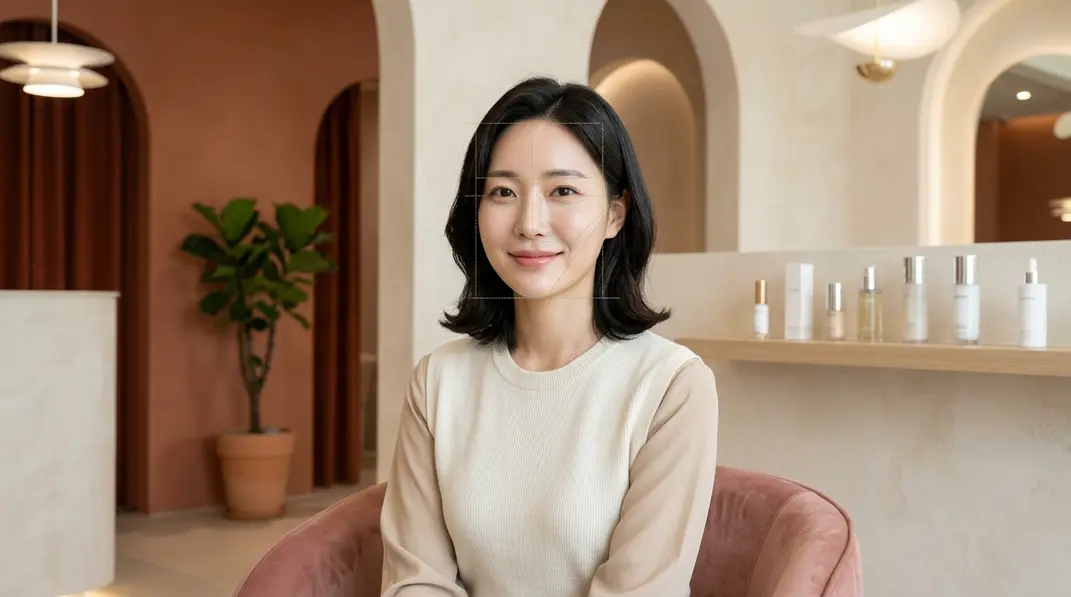 Aesthetic beauty concept depicting sophisticated medical facial design with soft warm terracotta background