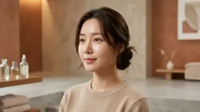 韓国の美容皮膚科でのスキンケア施術と発光する透明感あふれる美肌のイメージ