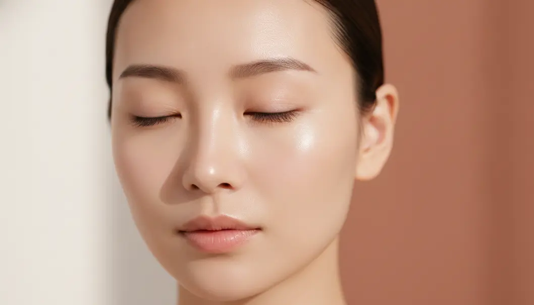 光を均一に反射し、内側から輝く理想のガラス肌（Glass Skin）イメージ