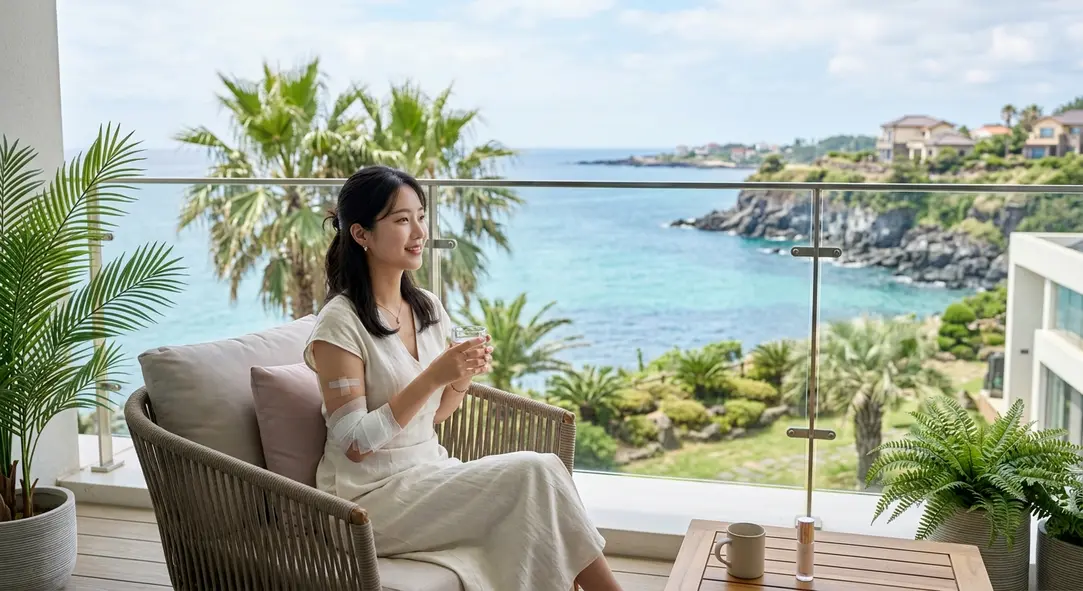 済州島の美しい景観と美容整形・美容皮膚科を象徴するメインカバー画像