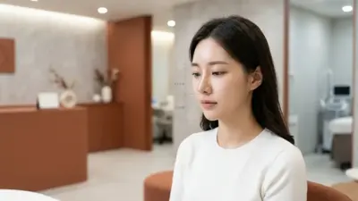 韓国の美容外科クリニックで美しい鼻の黄金比率を診断する様子