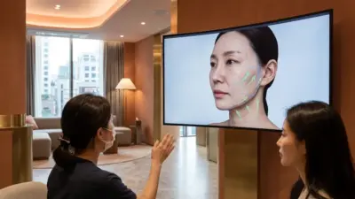 韓国美容外科でのミニ切開リフト施術カウンセリングと輪郭リフトアップのイメージ