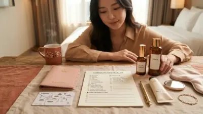 韓国の美容整形医療観光ビザと渡航準備をイメージしたパスポートとクリニック資料
