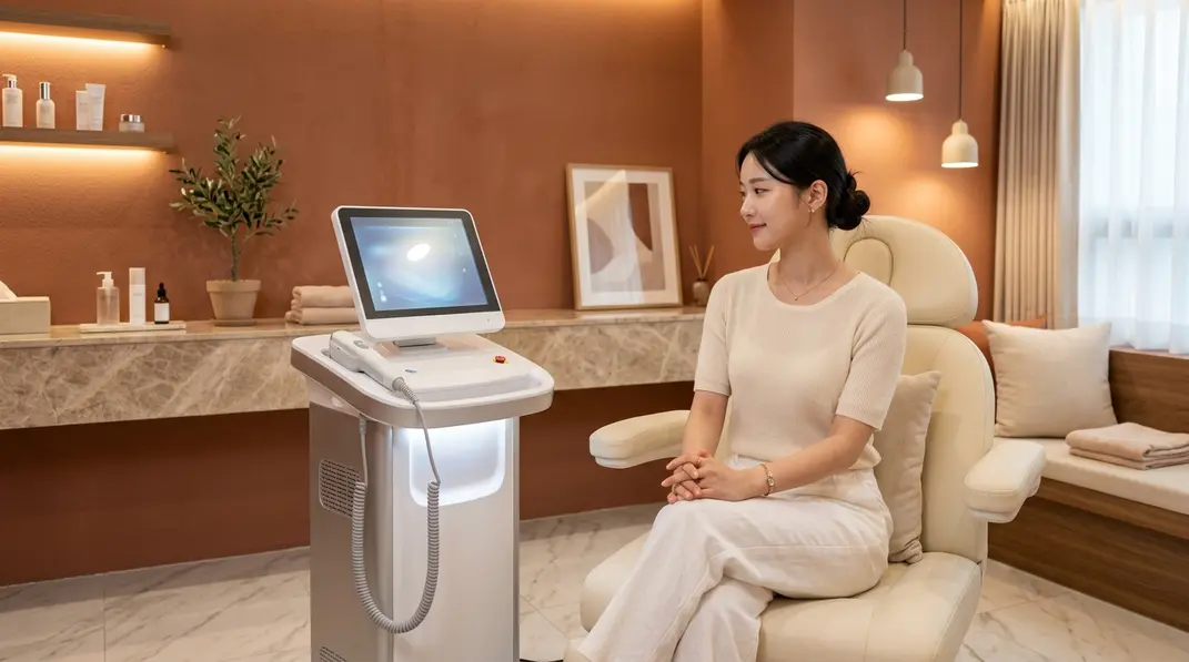 韓国美容皮膚科におけるシュリンクHIFUリフティング施術のイメージ