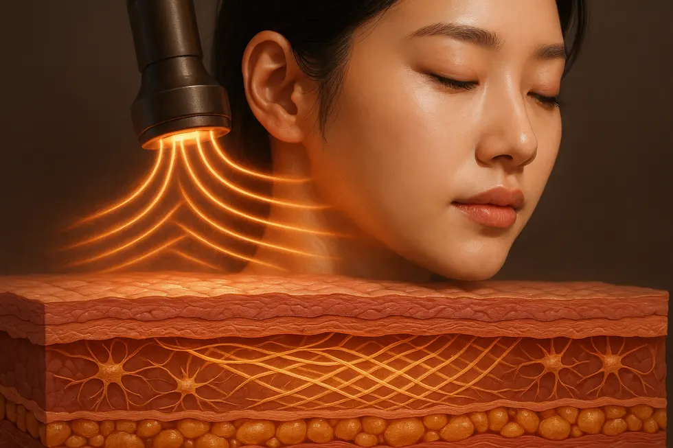 エンディメッドの3DEEP® RF技術による肌の原理と期待される効果。