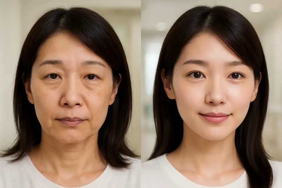 ウルトラセル施術によるたるみ改善、しわ軽減、肌のハリ向上効果のイメージ。