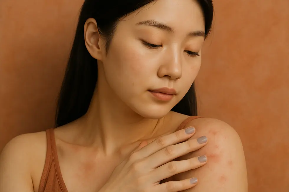 リジュラン美白ブースター施術後の一般的な副作用と、それらを軽減するための冷却ケアのイメージ。