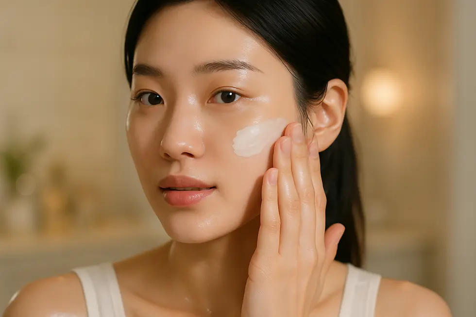 クライオセル施術後の丁寧な保湿ケアのイメージ。健やかな肌を保つための日常のスキンケアが重要です。