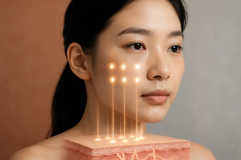 肌の深部に働きかけ、コラーゲン再生を促すフラクショナル治療のメカニズム。