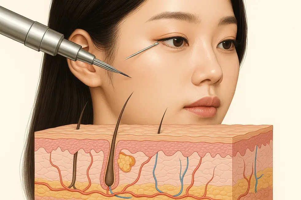 皮膚の層と色素の注入イメージ