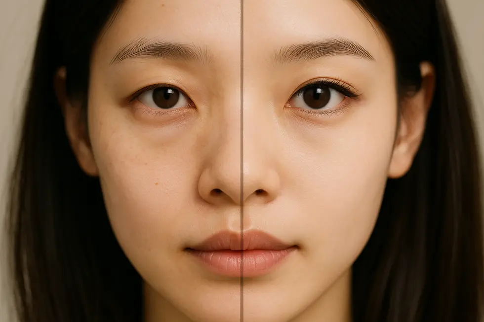 アイラインタトゥーによる目元の変化（施術前と施術後）