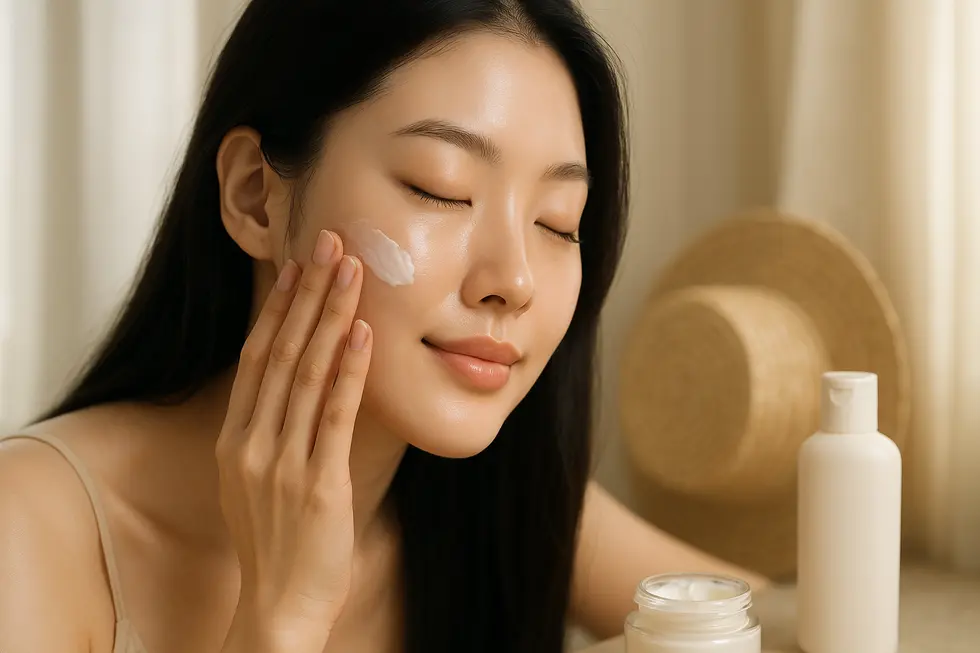 インライトン治療後の肌を優しくケアし、効果を長持ちさせる様子。