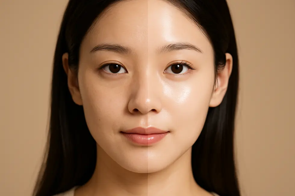 リズネがもたらす肌の変化:ハリ、小じわ、毛穴、肌トーンの改善。