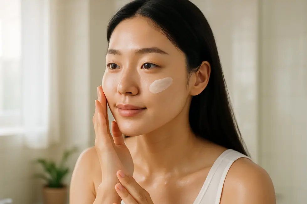 ビタラン施術後の徹底した保湿ケアの様子。美肌維持には日々の積み重ねが重要です。