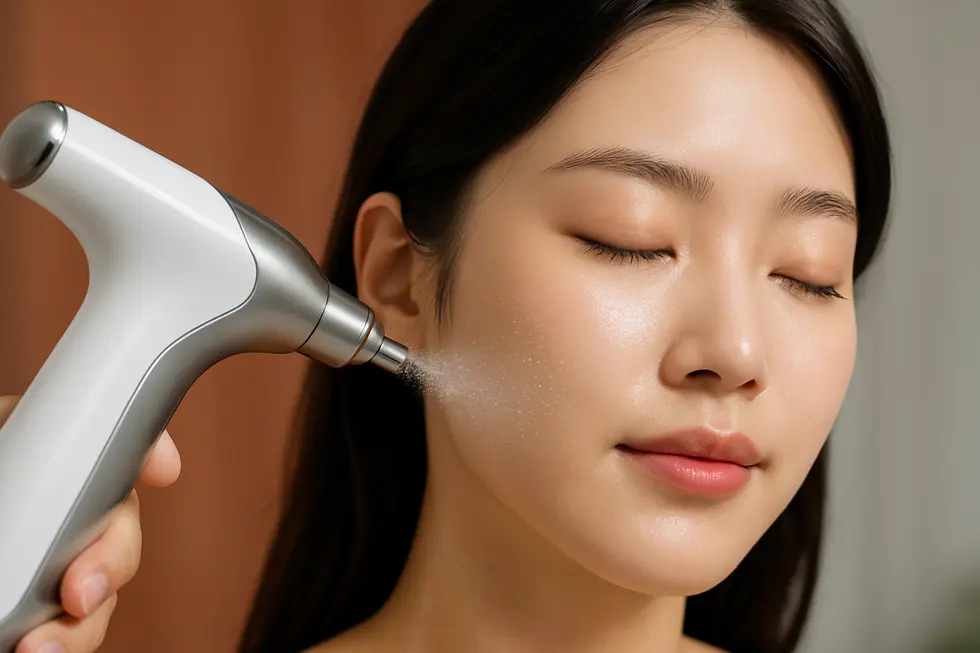 高圧ジェットで美容成分を浸透させるララジェットの施術イメージ。