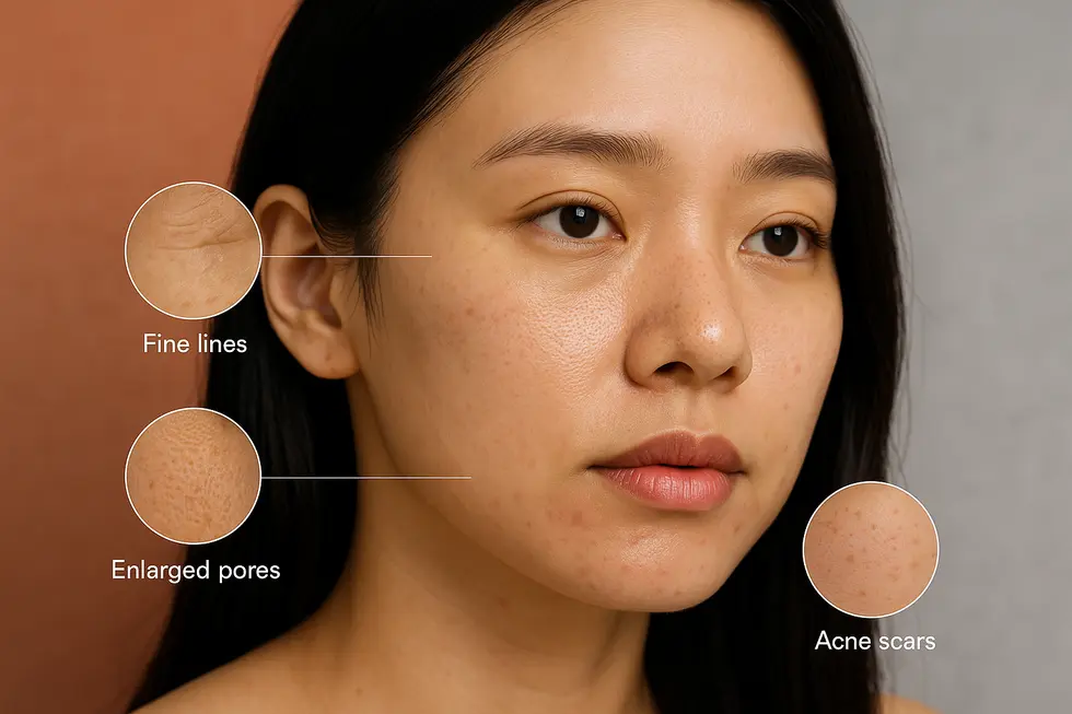 イントラセルが解決できる肌悩み:小じわ、毛穴、ニキビ跡など。