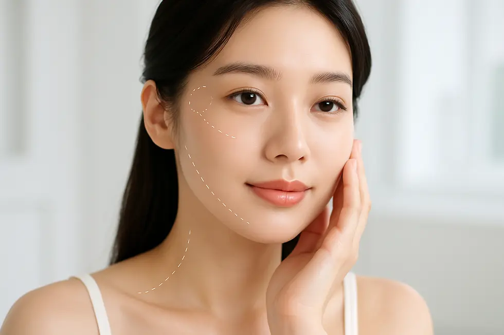 顔リフトで期待できる効果と、術後の注意点を示すイラスト