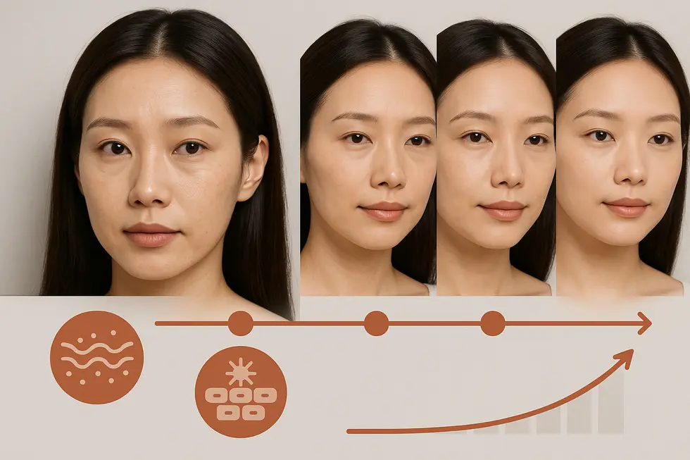 レガート治療による肌の変化と、施術費用の目安を表したイメージ。