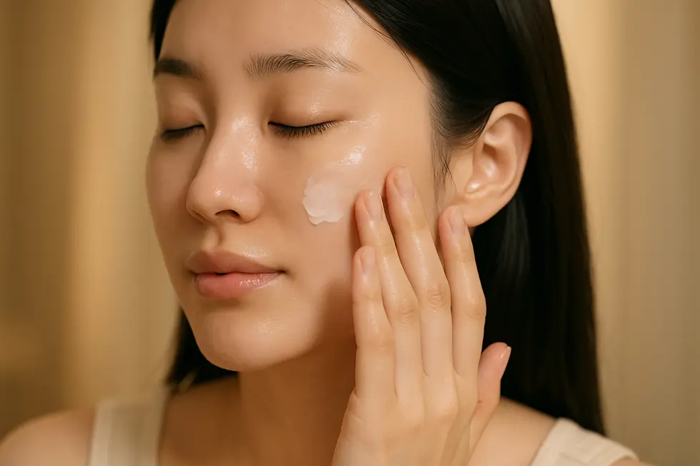 レガート施術後の肌に優しく保湿ケアをしている様子。適切なアフターケアで効果を最大限に引き出します。