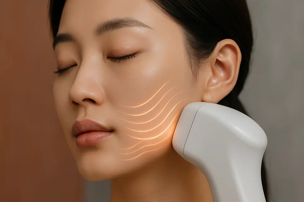 Diasonoの原理：肌の奥深くに超音波エネルギーを集中させ、たるみにアプローチ。