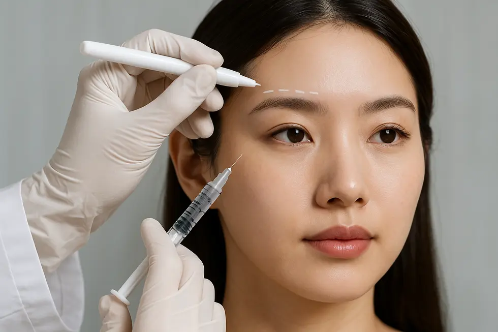 額フィラー施術前の丁寧なカウンセリングとマーキング