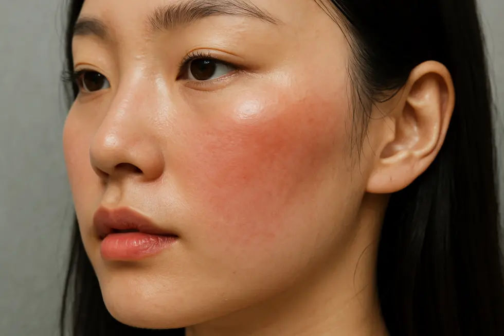 ボディヘアインプラント後の一般的な副作用を示唆するイメージ。一時的な赤みや腫れは自然な回復過程です。