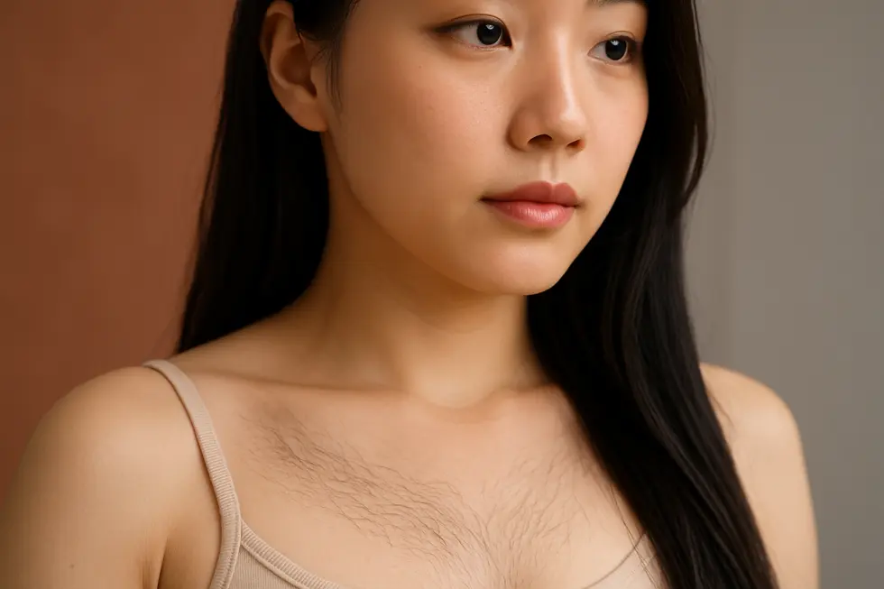 施術後のケアと維持によって、自然に定着した体毛の様子。