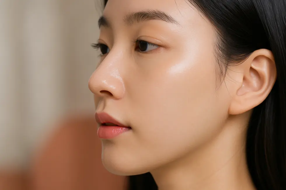 コルメラフィラー後の自然で美しい横顔。