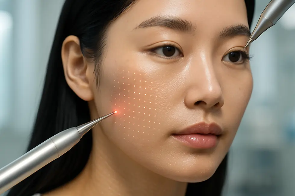 ラセムドの核心技術：ツリウムレーザーによるマイクロチャネル形成と有効成分の浸透。