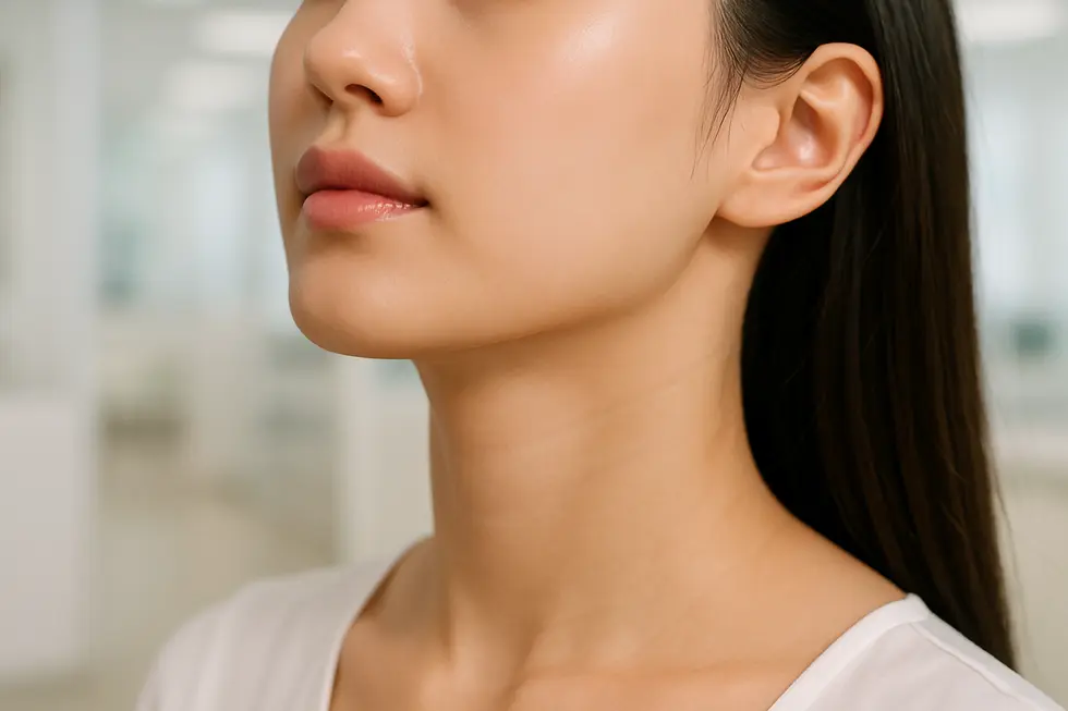 輪郭注射でスッキリとしたフェイスラインを手に入れるイメージ。