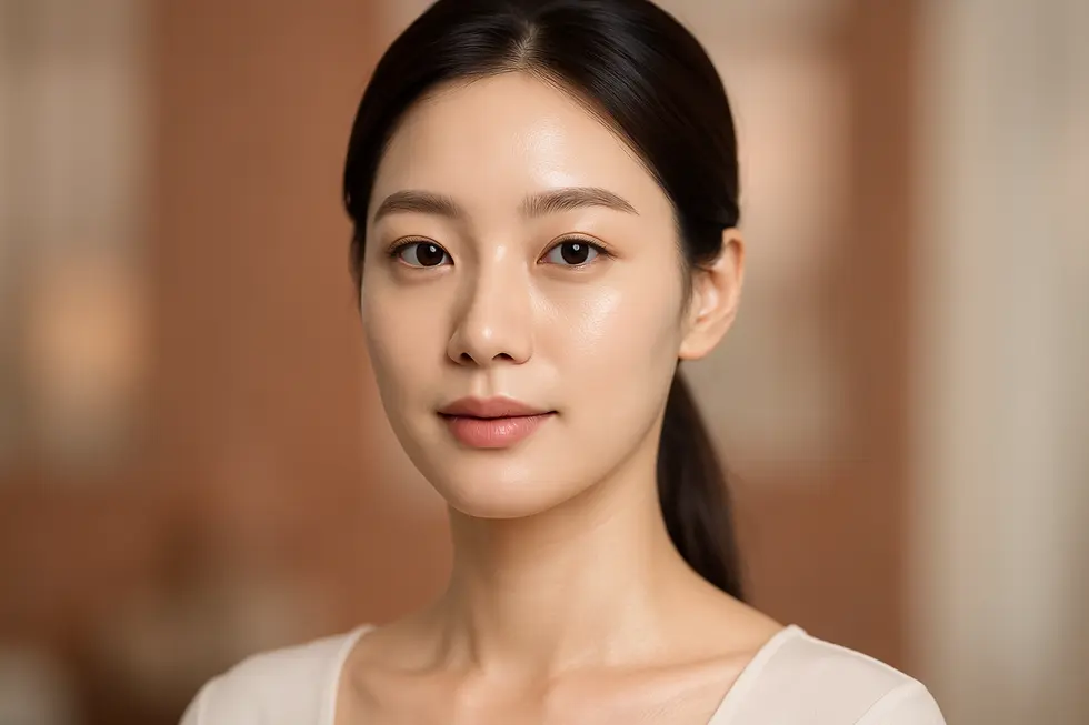 トリニティ治療後の明るく引き締まった肌のイメージと、費用に関する詳細な説明。