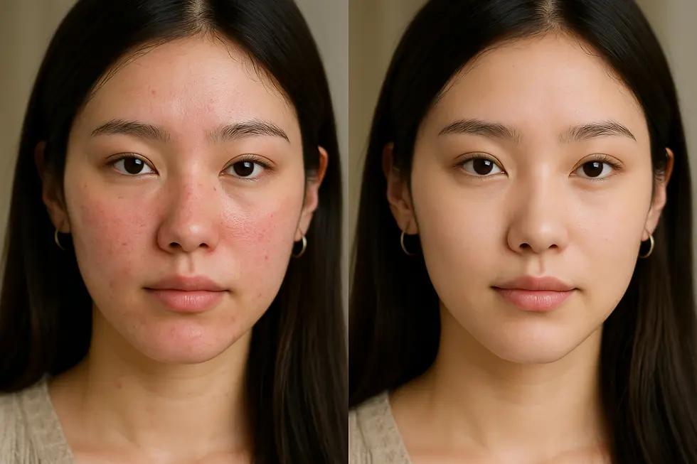 イエローレーザーの費用目安と、施術前後の肌状態の変化イメージ。