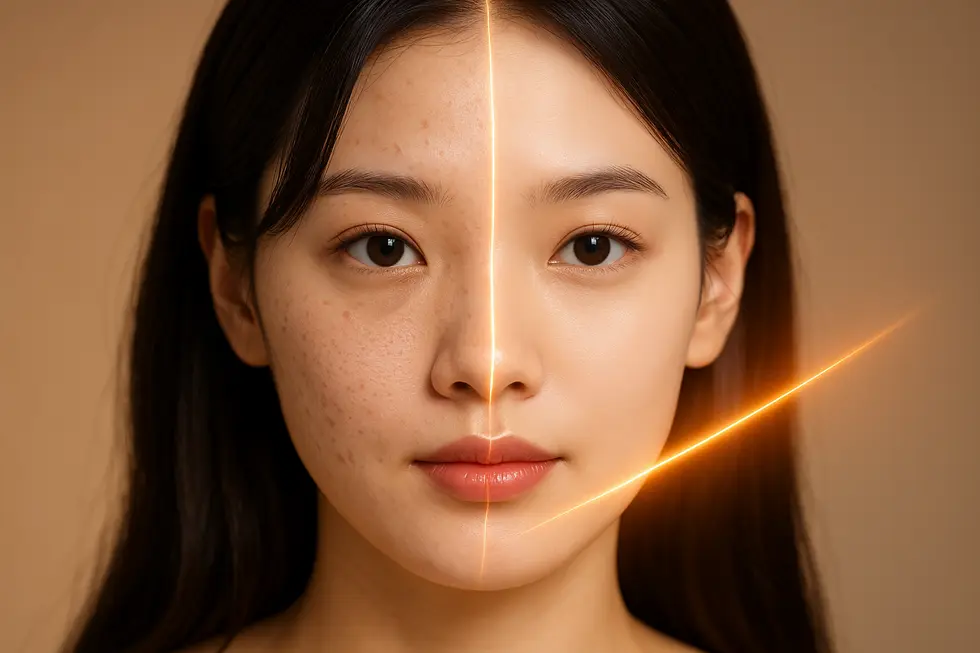 ピコフラクセル治療前後の肌変化イメージ。