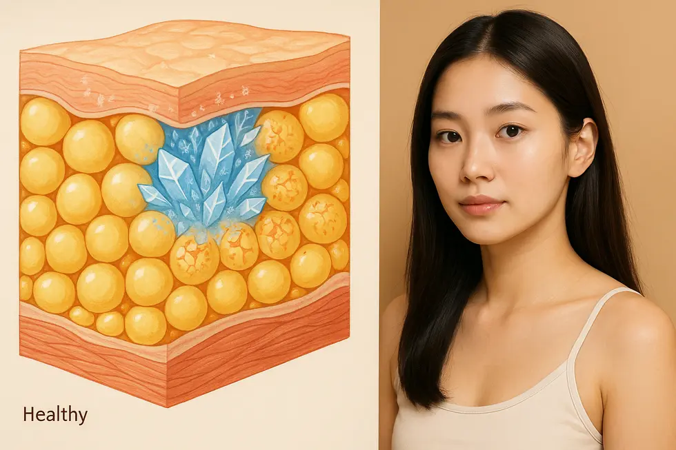 冷却によって脂肪細胞のみが破壊され、体外へ排出されるミクールのメカニズム。