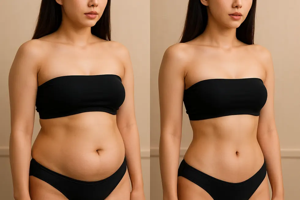 ミクール施術によるボディラインの変化例（イメージ）。