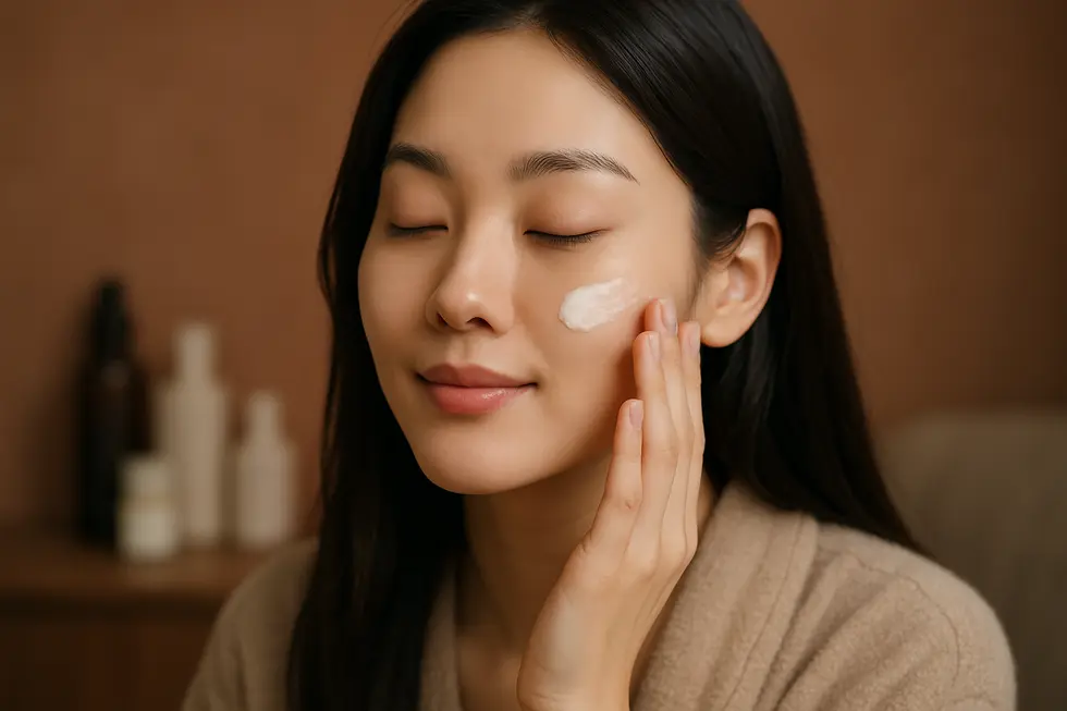 ポテンザ施術後の肌を優しくケアする様子。