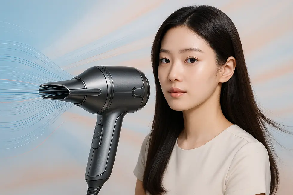 エアジェットの高速気流を生み出すノズルとその原理を示すイメージ。