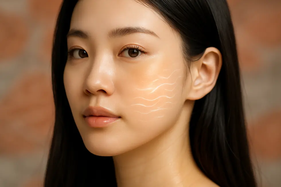 レティジェンの高周波エネルギーが真皮層に働きかけ、肌の奥から美しさを引き出す様子をイメージしています。