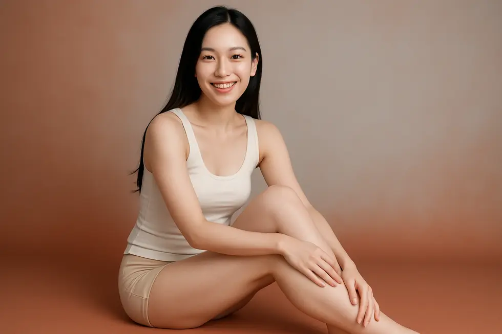 浮腫管理によって得られる即時的・継続的な効果のイメージ。スッキリとしたフェイスラインと軽やかな脚。