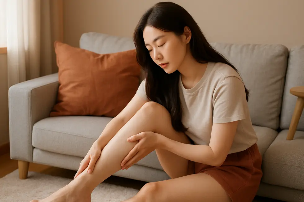 むくみケアを長持ちさせるためのセルフケアのイメージ。マッサージや食生活の見直しが大切。