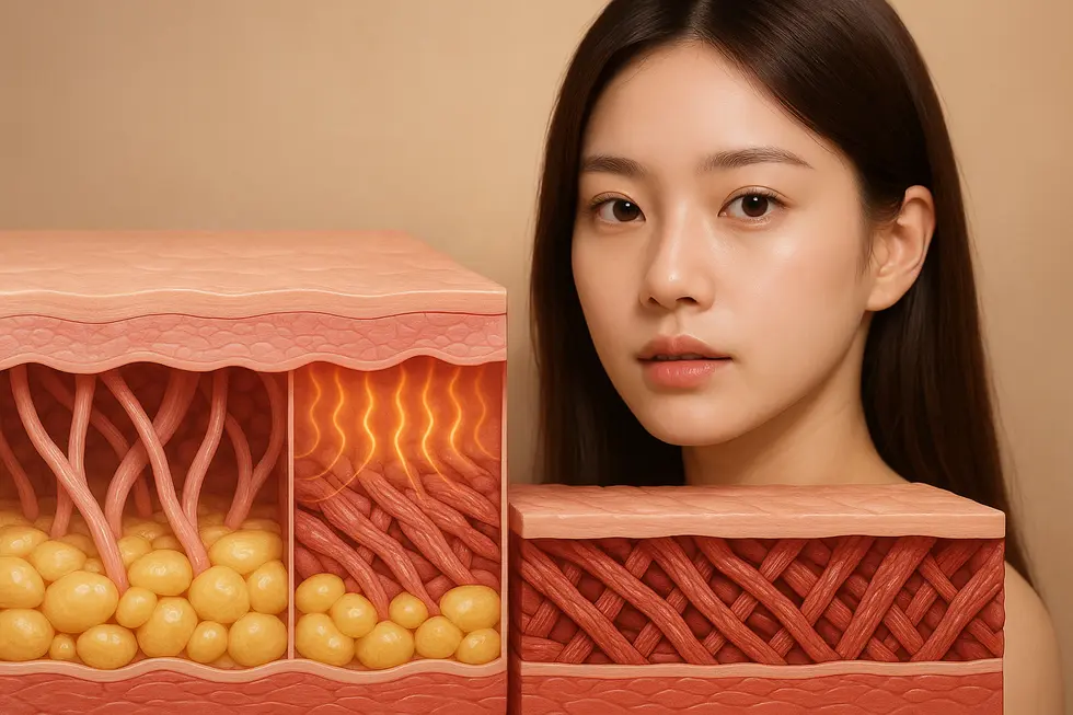 ラフェラ施術によるコラーゲン収縮と再生のメカニズム。