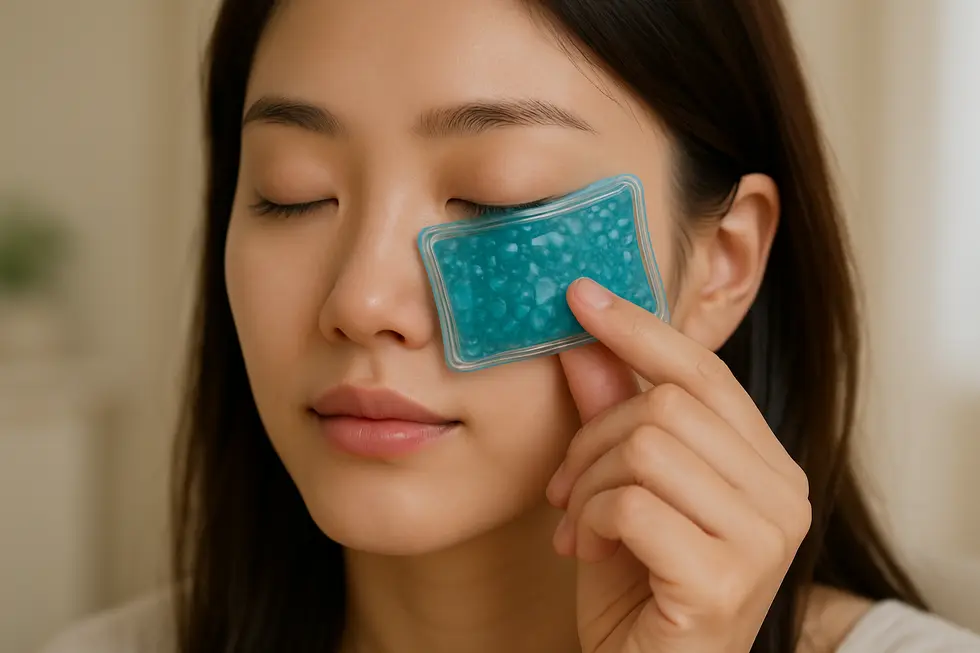 目の下脂肪除去後の適切なケアと、美しい目元を維持するための方法を示しています。