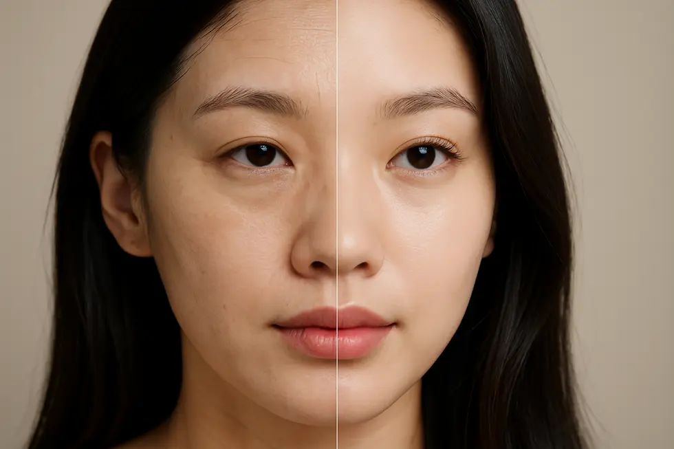 リジュランヒーラー施術による肌質改善のイメージ：ハリ、ツヤ、小じわの改善。